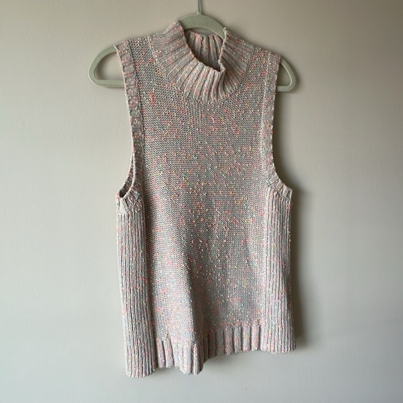 Anthropologie Multicolor Knit Sweater,Sleeveless Mock Neck Neon Confetti - Picture 4 of 9